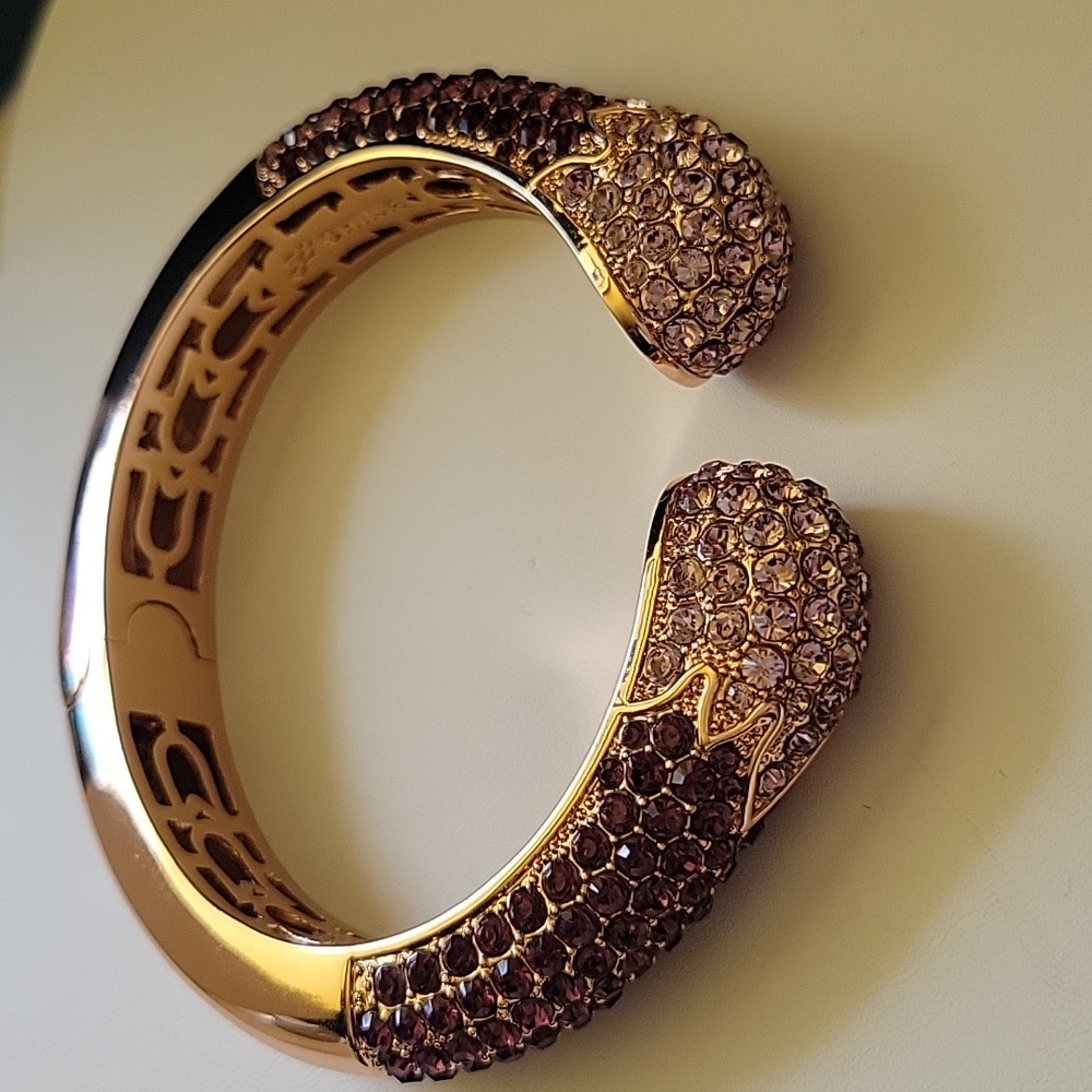 Joan Boyce Swarovski Gold Tone Cuff Bracelet "Kissable"